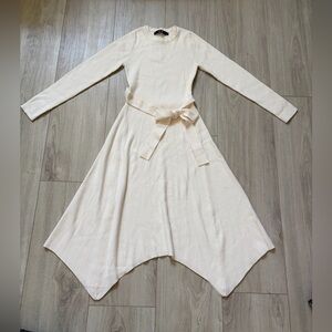 Chic Long-Sleeve Cream Dress